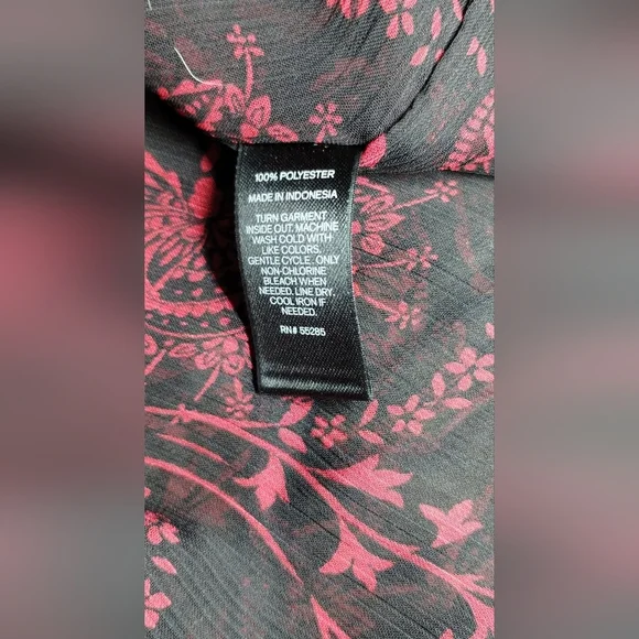 Express Black and Red Long Sleeve Blouse with Mandarin Collar - Picture 10 of 10